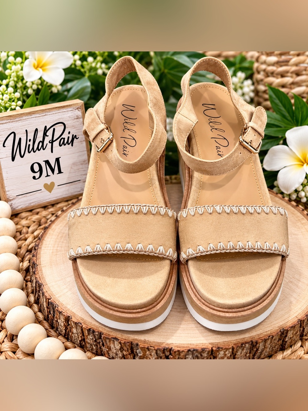 Wild Pair Millieef Platform Wedge Sandal Sandals Brown US 9M